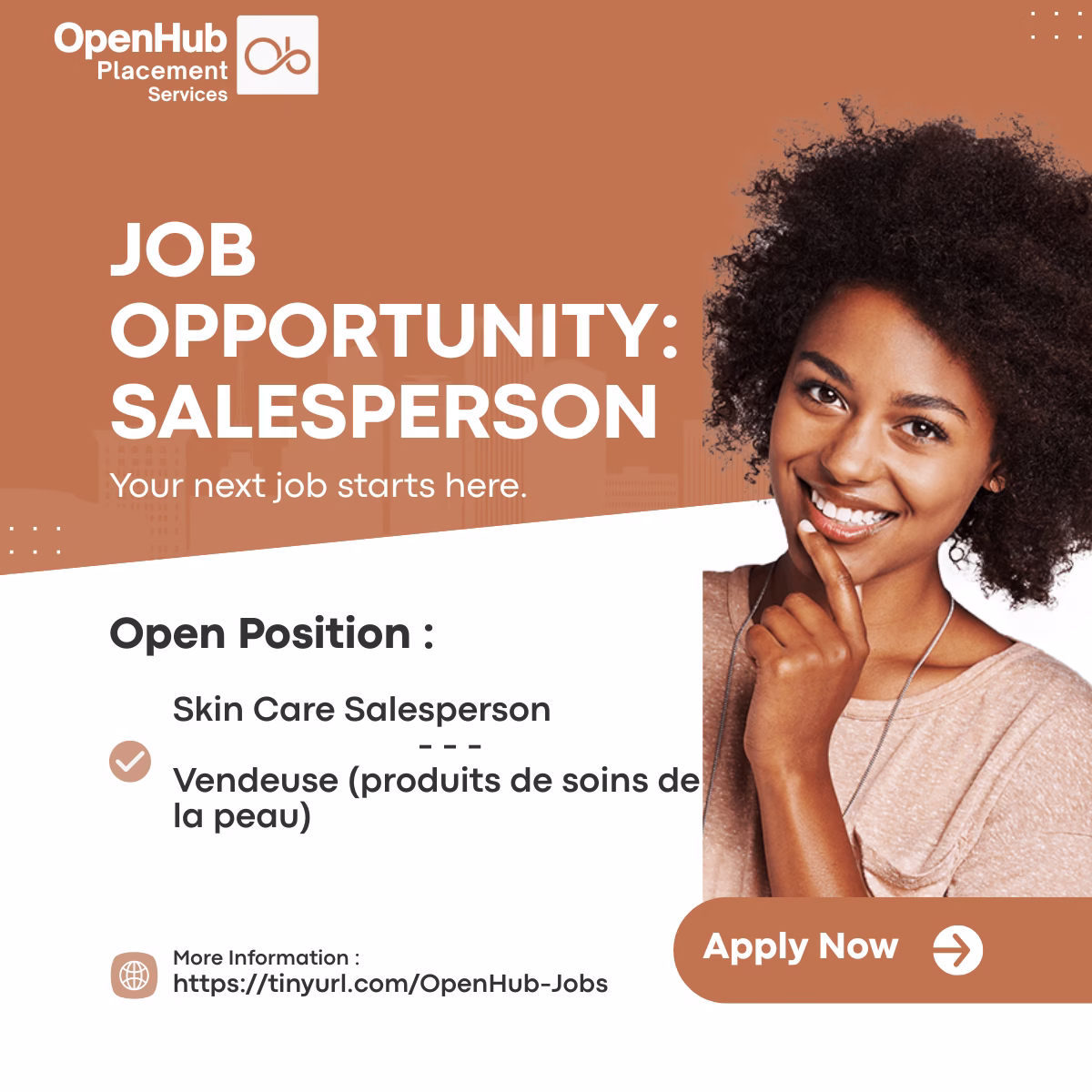 Job Opportunity: Skin Care Salesperson